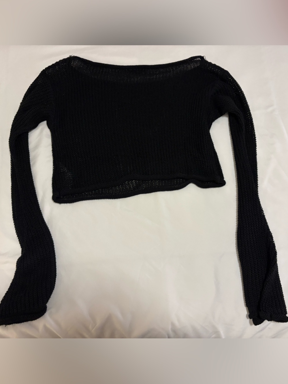 Edikted Black Off-the-Shoulder Cropped Knit Sweater See through - Picture 4 of 4